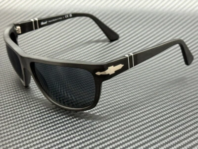 PERSOL PO3342S 900 R5 Matte Black Blue Men's 63 mm Sunglasses - Image 1 of 4