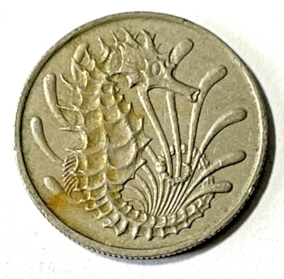 Moneda Singapur 1967 10 centavos caballito de mar pez animal océano animal marino vida silvestre Foto 1 de 2
