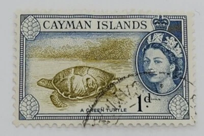 Islas Caimán 1953 1d marrón oliva e índigo tortuga verde UNH S.G. 150 Foto 1 de 3