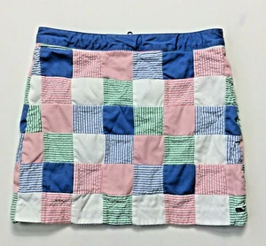 Vineyard Vines Girls Size 12 Patchwork Seer Sucker Skirt Lined Adjustable Waist - Picture 1 of 12