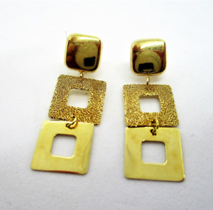 Fine 9ct 375 Yellow Gold Geometric Chandelier Drop Pierced Earrings 2.51g