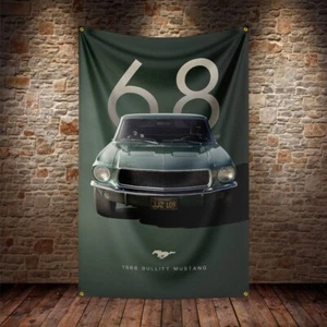 1968 Ford Mustang American Muscle Classic Car Model Flag Banner 3x5ft Garage - Picture 1 of 5
