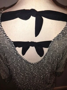 A. Byer Y2K Women's Medium Blouse 3/4 Sleeve Bows Black White Dress Top Shirt  - Picture 1 of 9