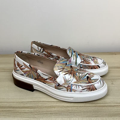 TODS Zapatos Mujer Talla 6.5 EU 37 Mocasín Blanco Floral Pájaro Edición Limitada Italia  Foto 1 de 4
