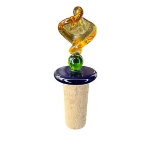 Hand Blown Glass Wine Bottle Stopper Decorative Cork Unique Barware - Picture 1 of 4