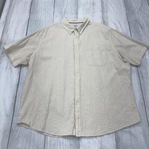 Croft & Barrow Linen Blend Button Shirt 2XL Short Sleeve Beige Beach Casual Mens - Picture 1 of 7
