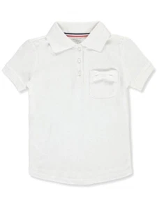 French Toast Girls' Short Sleeve Knit Polo with Bowed Pocket White Small 6/6X - Picture 1 of 1
