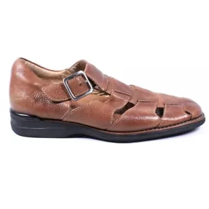 Johnston & Murphy Shoes Men's Brown Fisherman Sandals Leather Sheepskin Size 8M - Picture 1 of 11