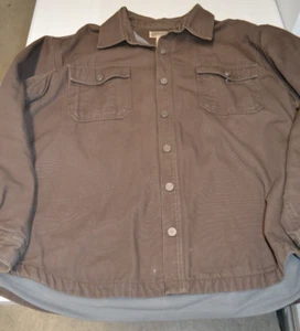 Giacca camicia Duluth Trading 2XL uomo bottoni linea pile tela pesante marrone - Foto 1 di 6