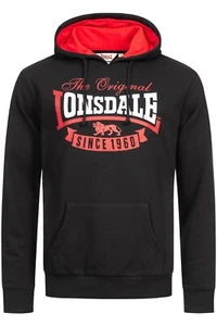 Lonsdale Clásica Sudadera con Capucha Sudadera con Capucha Pullover Logo Negro Rojo Ajuste Regular - Imagen 1 de 6