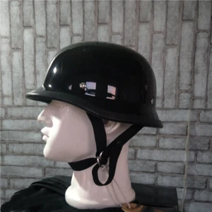 Japan Half Frame Motorcycle Helmet Motorbike Retro German Style Black Helmet New - Picture 1 of 33