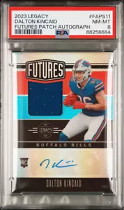 Tarjeta de novato NFL 2023 Dalton Kincaid Panini Legacy parche automático #FAPS11 #'d PSA 8 - Imagen 1 de 4