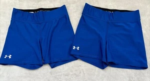 Lot of 2 Under Armour Compression Heatgear Training Shorts Royal Blue Large - Picture 1 of 10