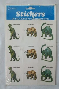 Eureka Dinosaur Stickers Paper Magic Group Brontosaurus Triceratops Tyrannosauru - Picture 1 of 5