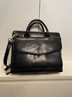 Franklin Covey Women’s Black Leather Briefcase Organizer Bag 11"×9" Vintage