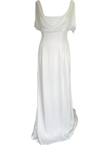 Jenny Packham Silk Ivory Beaded Wedding Dress Off-Shoulder Elegant - Size 14 - Picture 1 of 12