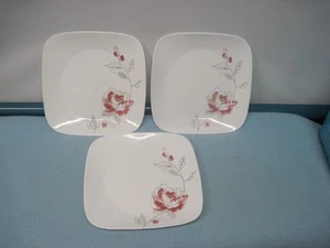 3 Corelle Vitrelle von Corning Rouge Rose Quadratisch Essteller 10,5" Breit - Bild 1 von 8