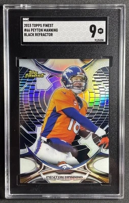 Peyton Manning 2015 Topps Finest Black Refractor #66 Broncos como nuevo SGC 9 Foto 1 de 2
