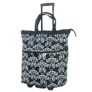 Olympia U.S.A. "FASHIONISTA Rolling Carry-on Luggage Tote Damask Black - Picture 1 of 4