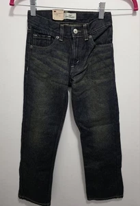 Jeans rígidos sucios de pierna recta ajustados Levis Boys 514 talla 7 nuevos con etiquetas - Imagen 1 de 4