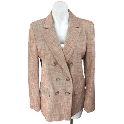 Jaqueta Blazer Feminina Topshop Rosa Marrom Peito Duplo Manga Longa Tamanho 8 - Imagem 1 de 4
