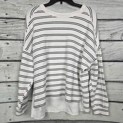 Pullover tejido gofre a rayas blanco negro Maurices L Foto 1 de 4