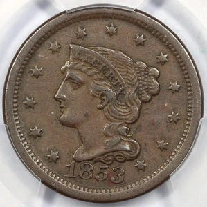 1853 1c N-23 Braided Hair Large Cent PCGS XF 45 - Picture 1 of 5