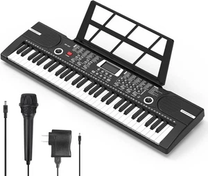 61 Key Music Electronic Keyboard Electric Digital Piano Organ w/ Stand & Mic USA - Picture 1 of 11