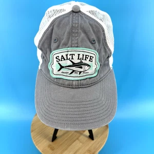 Salt Life grau weiß Netz Patch Trucker Mütze Baseball Marlin Kappe Einheitsgröße Druckknopflasche - Bild 1 von 7