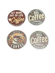 Set 4 sottobicchieri rotondi in legno NUOVI caffè - Foto 1 di 3