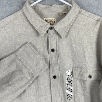 Camisa de franela Red Head para hombre 3XL beige abotonada manga larga bolsillos algodón nueva Foto 1 de 4