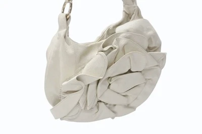 YVES SAINT LAURENT Rive Gauche Leather One-Shoulder Bag Ivory from Japan Used - Image 1 of 4