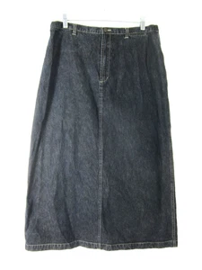 Chicos 3 Denim Womens XL Navy Blue Jean Midi Skirt Elasticized Back Waist - Picture 1 of 10