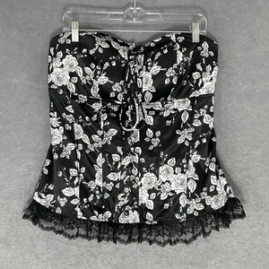 Torrid schwarz Blumen Spitzenbesatz Korsett Top Plus Gr. 2X Gothic trägerlos Krokette - Bild 1 von 13