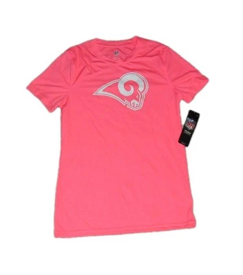 Los Angeles Rams Girls Kids Youth Pink Dri Fit Material T-Shirt sz Large Nfl New - Image 1 of 3