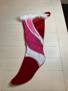 Pier 1 Imports Weihnachtsstrumpf Glam Rot & Rosa Pailletten Federn 23 Zoll - Bild 1 von 4