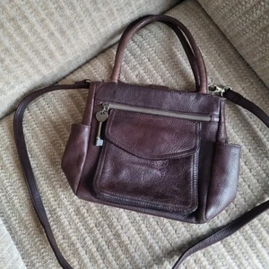 π VINTAGE FOSSIL BAG Dark Brown Crossbody Bag Soft Leather - Picture 1 of 16