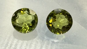 Natural Peridot Gemstone 9mm Round Pair - Picture 1 of 5