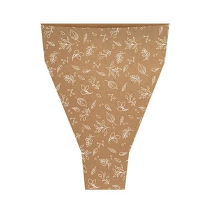 Y Shape Eco Kraft Flower Sleeves 50 x 35 x 10cm Pack of 50 Natural Leaf Motif - Picture 1 of 1