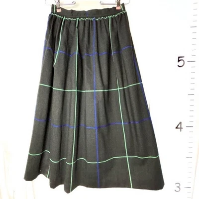 Vintage Evan Picone Vintage Black with Plaid Pure Wool Full Skirt Lined 10 - Image 1 of 4