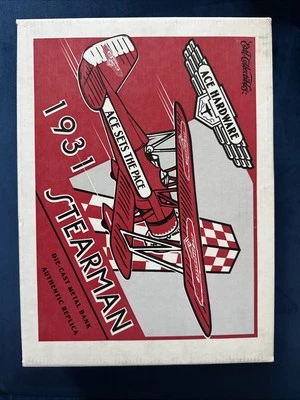 Ertl Collectables - Ace Hardware - 1931 Stearman DieCast Metal Airplane Bank NOS - Image 1 of 4