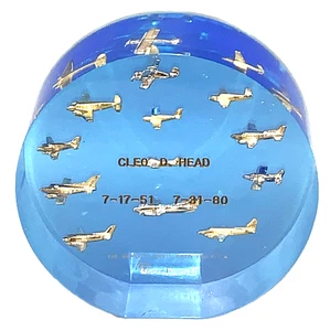 Lucite Acrylic "World Is Small When You Fly a Beechcraft" Paperweight, Engraved - Picture 1 of 10