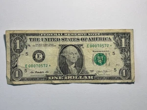2013 $1 Star Note E series Error | Serial Number: E00070572* - Picture 1 of 2
