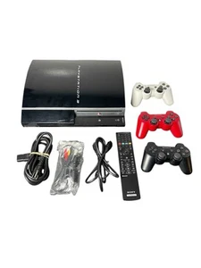 Sony PlayStation 3 40GB CECHG01 Console Bundle 3x Controller + Remote  TESTED - Picture 1 of 20