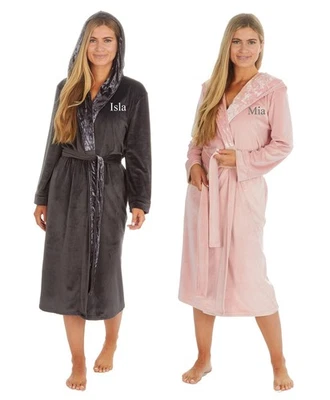 FOREVER DREAMING Personalised Ladies Crushed Velvet Dressing Gown Robe Bath Robe