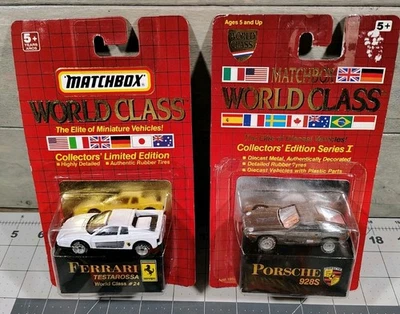 Lot of 2 Matchbox World Class # 1  Porsche 928S Grey & Ferrari Testarossa #24 - Image 1 of 4