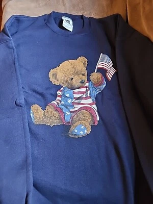 Sudadera CLIFF ENGLE Oso de Peluche con Bandera Americana Azul Marino Extra Grande Foto 1 de 4