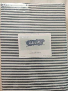 Land Of Nod Twin Sheet Ticking Stripes - Picture 1 of 4