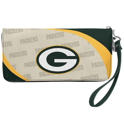 Green Bay Packers NFL Curve Zip Organizer Ladies Wallet Cover