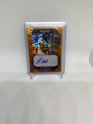 Justin Hall 2023 Panini Prizm Draft Picks Orange Pulsar Auto /49! (RA-JHA)  - Image 1 of 3